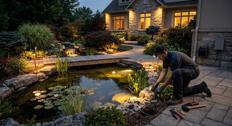 Pond Lighting Installation in Orem, UT